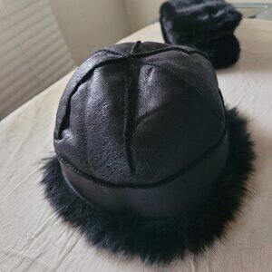 Winter Hat & Scart Black Polyester 2 pieces